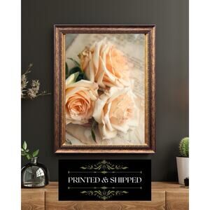 Vintage Rose Wall Art Print Romantic Antique Floral Photo Shabby Chic Botanical